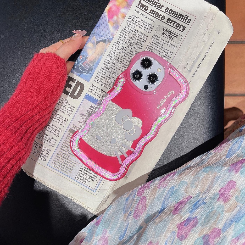 Ốp Điện Thoại TPU Dẻo Họa Tiết Hoạt Hình Mèo Kèm Nước Kim Tuyến Lấp Lánh Cho iPhone 12 13 14 Pro Max