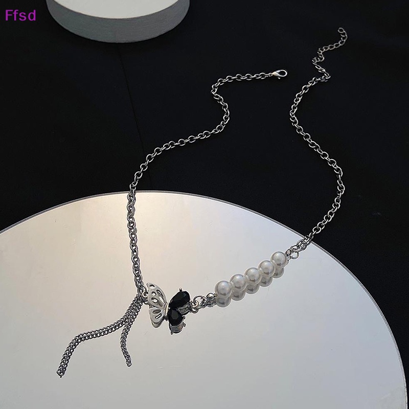 Vòng Cổ Choker Đính Ngọc Trai Và Tua Rua Hình Bướm Thời Trang Cho Nữ