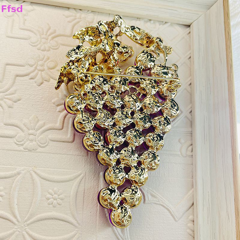 {Ffsd} Ghim Cài Áo Bằng Hợp Kim Hình Lá Nho Màu Tím Vintage Thời Trang Phụ Kiện Quần Áo Corsage Niche Bán Chạy *