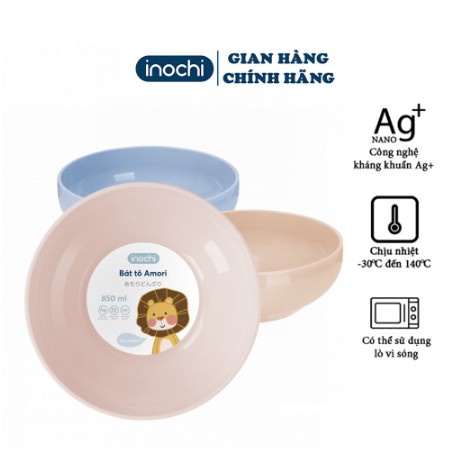 Bát tô - chén nhựa ăn cơm, ăn dặm cho bé cỡ lớn inochi amori nhựa nguyên sinh kháng khuẩn Ag+ cao cấp BAL850