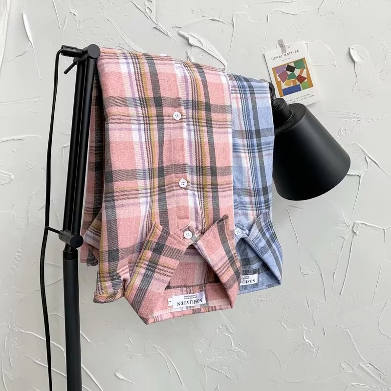 Áo Sơ Mi Tay Ngắn Dáng Rộng Họa Tiết Kẻ Sọc Phong Cách Retro Mỹ Thời Trang Mùa Hè Cho Nữ