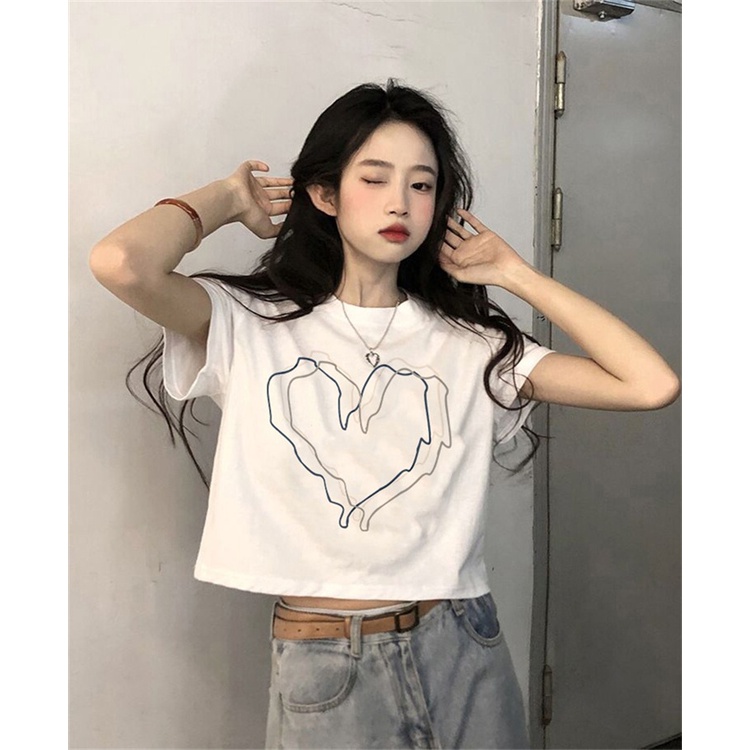 Áo Thun 100% Cotton Tay Ngắn Dáng Ôm Phối Nút Phong Cách Thời Trang Hàn Quốc Mới