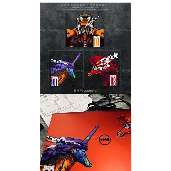 Miếng Dán Eva Phản Quang Neon Genesis Evangelion Sáng Tạo Chống Nước Trang Trí Khung Gầm Máy Tính