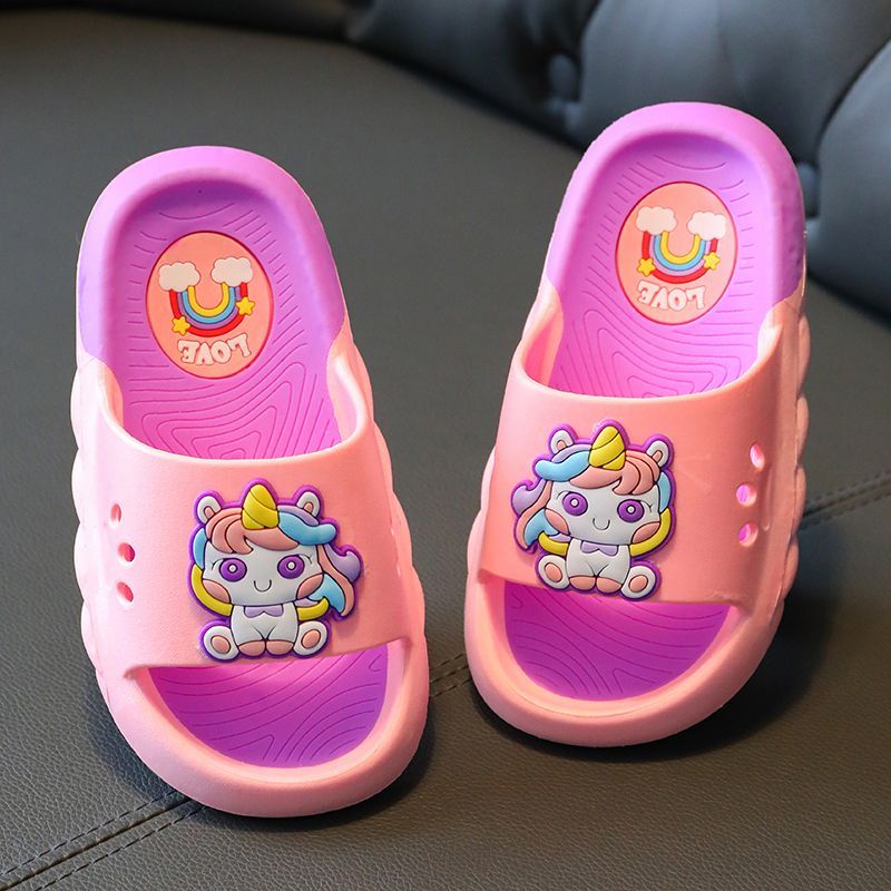 Dép Xỏ Ngón Đi Trong Nhà Mềm Mại Chống Trượt Họa Tiết Kỳ Lân Hoạt Hình Thời Trang 2023 Cho Bé
