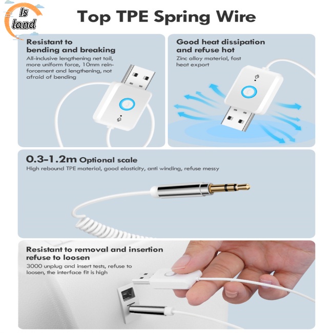 Bộ Chuyển Đổi Âm Thanh Aux Bluetooth 5.0 3.5mm Đa Năng Cho Xe Hơi