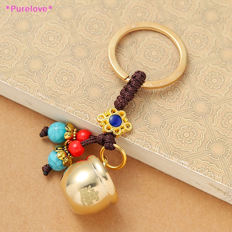 Móc Khóa Xi Lanh Mini Bằng Đồng Thau + Dây Xích Màu Xanh Lá Sáng Tạo