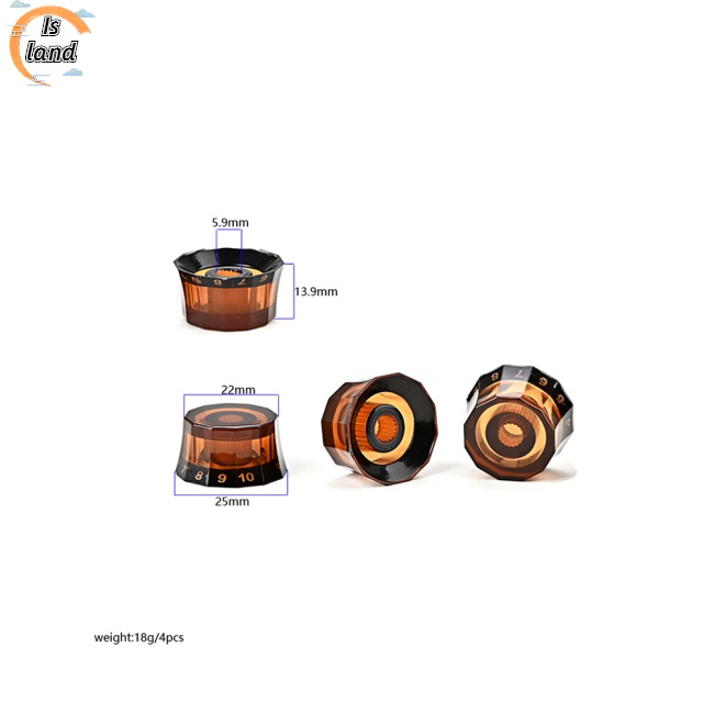 Bộ 4 Nút Vặn 12 Góc Màu Đen Thay Thế Chuyên Dụng Cho Đàn Guitar