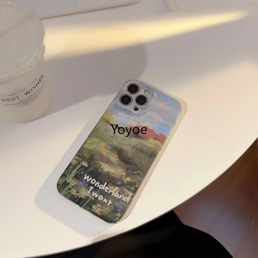 Ốp Điện Thoại Silicon Mềm Chống Sốc Họa Tiết Vườn Monet Cho IPhone 11 13 14 Pro Max 12 Pro XS Max XR X 8 7 14 Plus SE