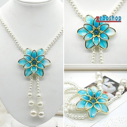 Vòng cổ Mặt Hoa Đính Ngọc Trai Nhân Tạo Thời Trang Dành Cho Nữ