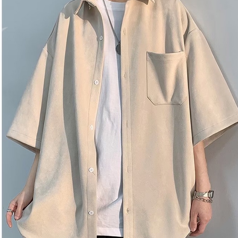 Áo Sơ Mi Tay Ngắn Phong Cách Đường Phố Nhật Bản Thời Trang Mùa Hè Cao Cấp Cho Nam