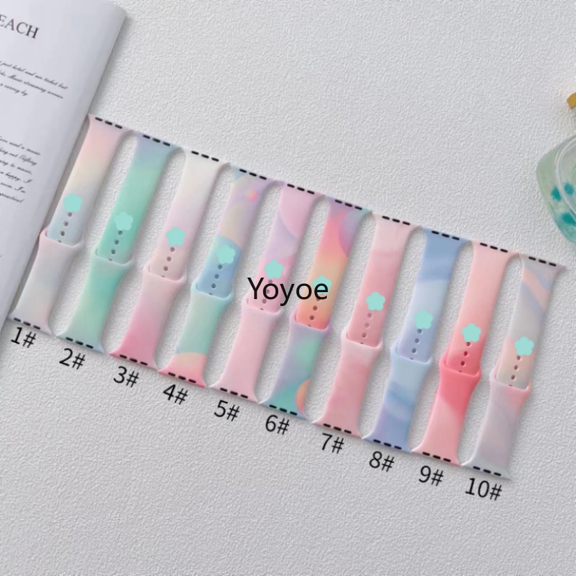 Dây Đeo Silicone Nhiều Màu Sắc Kích Thước 49mm 45mm 44mm 42mm 41mm 40mm 38mm Cho IWatch Series 8 7 6 5 4 3 SE 2 1