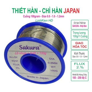 Chì hàn thiết hàn nhật bản sakura cuộn 100gr 63/37 flux 2% - linhkien hd