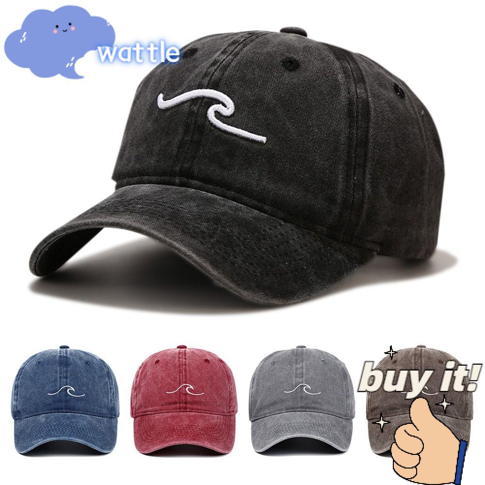 Mũ Lưỡi Trai DENIM Thêu Sóng Biển Có Thể Điều Chỉnh