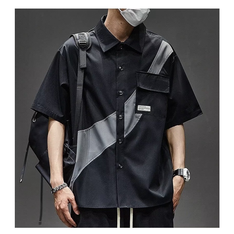 Áo polo Dáng Rộng Tay Ngắn Có Túi Size M-5XL Thời Trang Dành Cho Nam Giới