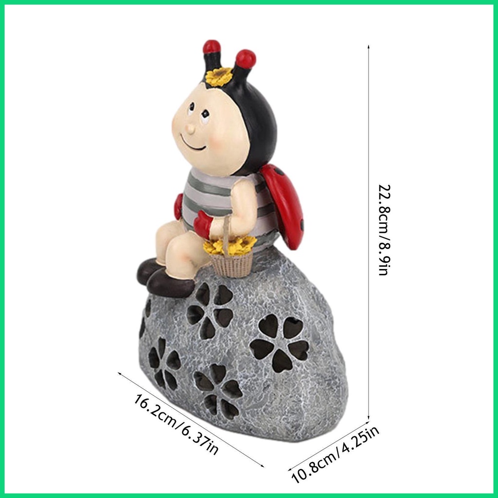 Mô Hình Bọ Cánh Cứng Bằng Nhựa Resin Chống Nước 8.9in Có Đèn LED Năng Lượng Mặt Trời Dễ Thương Cho Sân Vườn