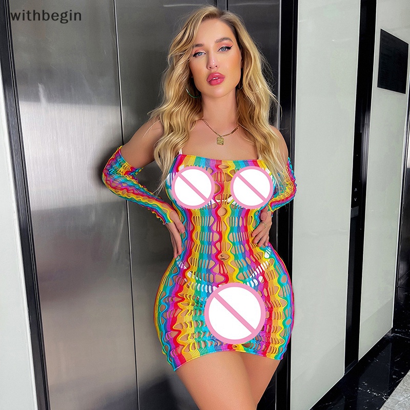 Đầm Lưới Tay Dài Nhiều Màu Sắc Gợi Cảm Cho Nữ