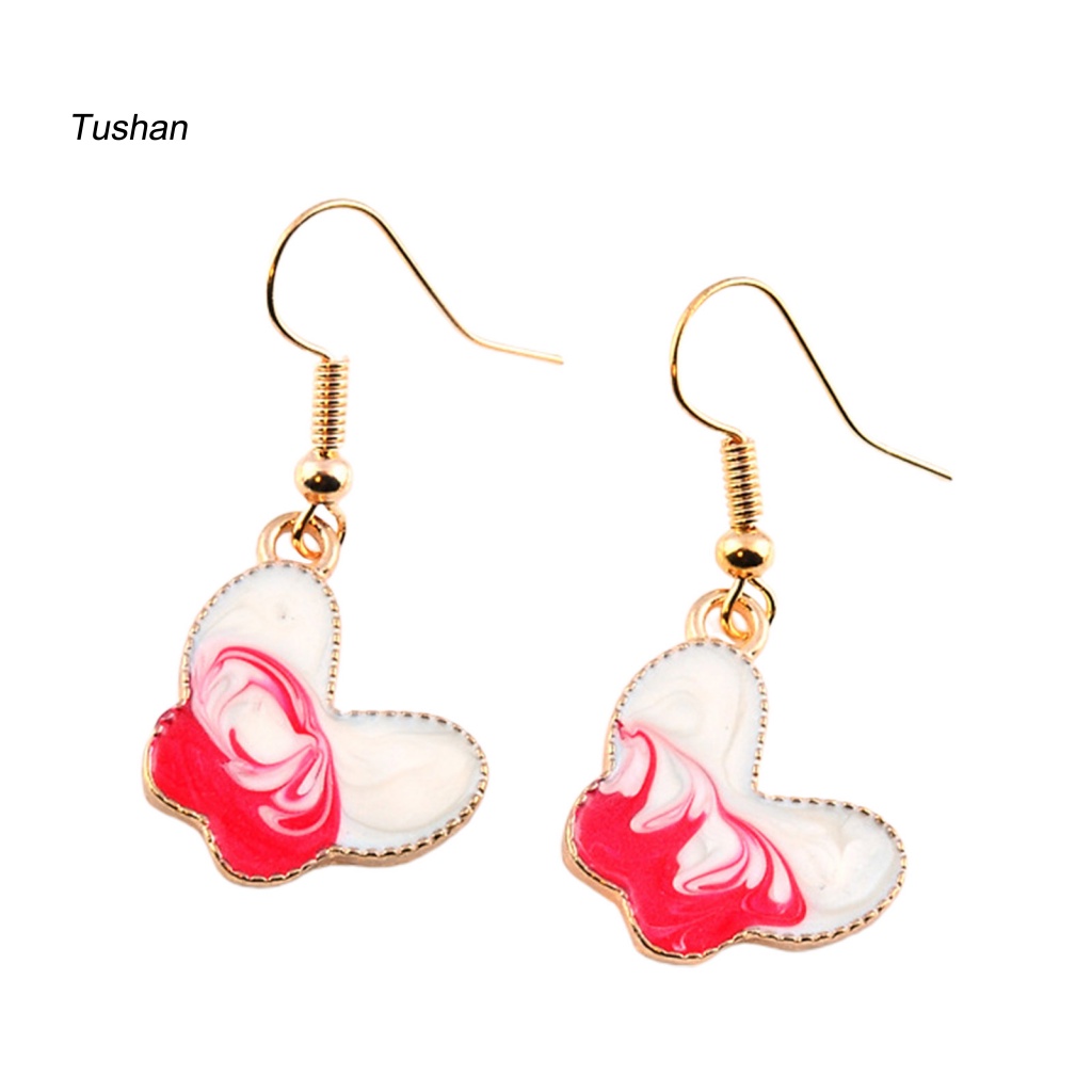 1 Đôi Bông Tai Móc Hình Bướm Vẽ Tranh Sơn Dầu Dễ Thương Dành Cho Nữ