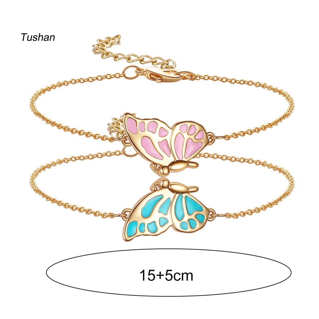 1 Cặp Vòng Đeo Tay Nối Dài Dây Xích Sáng Điều Chỉnh Được Ngăn Dị Ứng Trang Trí Hình Bướm Dành Cho Cặp Đôi