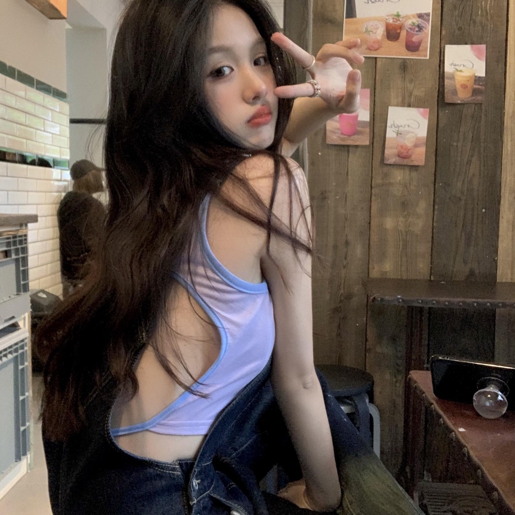Áo Hai Dây Hở Lưng In Họa Tiết Thời Trang Mùa Hè Hàn Quốc