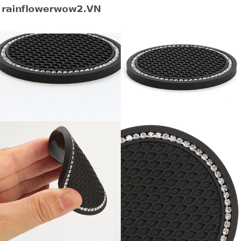 Giá Đỡ Cốc Nước Bằng Cao Su Đính Đá Giả Kim Cương Chống Trượt Trang Trí Nội Thất Xe Hơi