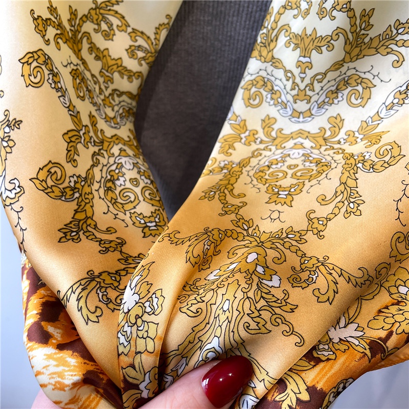 Khăn Quàng Cổ Hình Vuông Cỡ Lớn 110cm Chất Liệu Lụa Satin Phong Cách Retro Thời Trang Cho Nữ