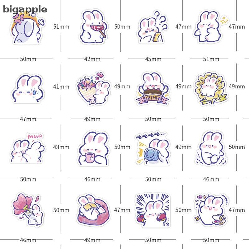 Bộ 60 Sticker Hình Thỏ Dễ Thương Dùng Trang Trí Sổ Tay Nhật Ký