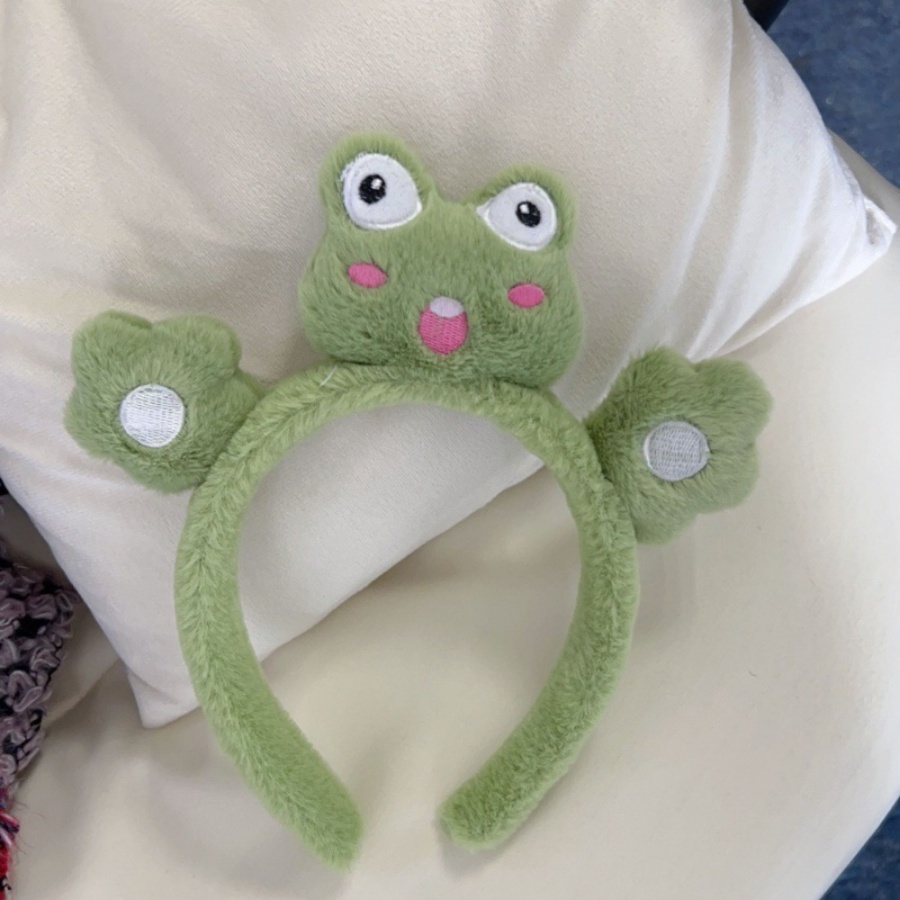 Băng Đô Cài Tóc Hình Ếch Hoạt Hình Nhồi Bông Dễ Thương Cho Bé Gái Rửa Mặt