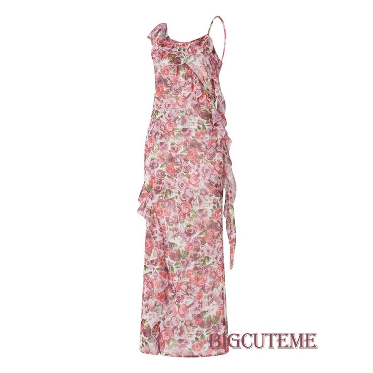 Đầm Hai Dây Dáng Dài In Hoa Hở Lưng Thời Trang Mùa Hè Cho Nữ
