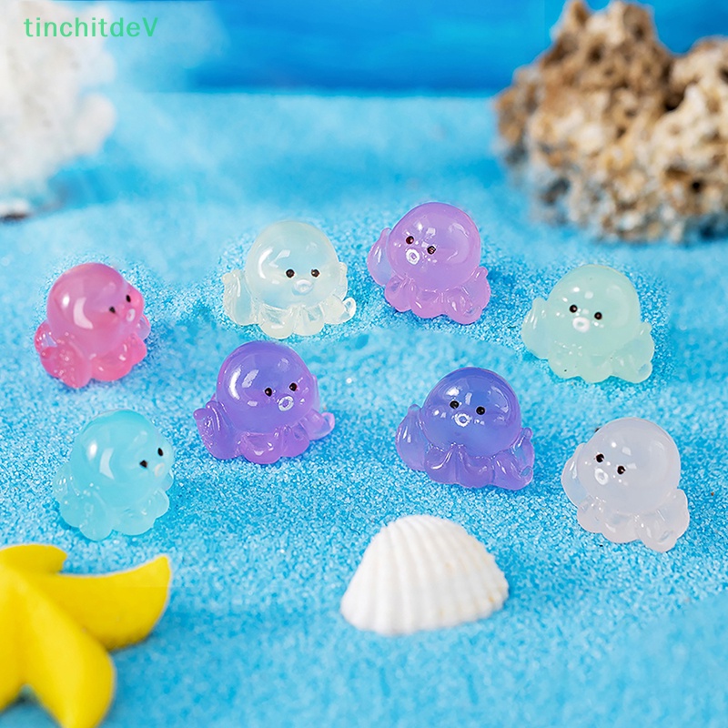 Set 1 / 5 Tượng Bạch Tuộc Dạ Quang Mini Bằng Nhựa Resin Trang Trí Bảng Điều Khiển Xe Hơi / Nhà Cửa DIY