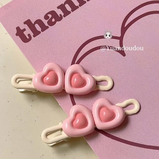 Kẹp Tóc Mái Trái Tim Màu Kem Dễ Thương Phù Hợp Cho Nữ