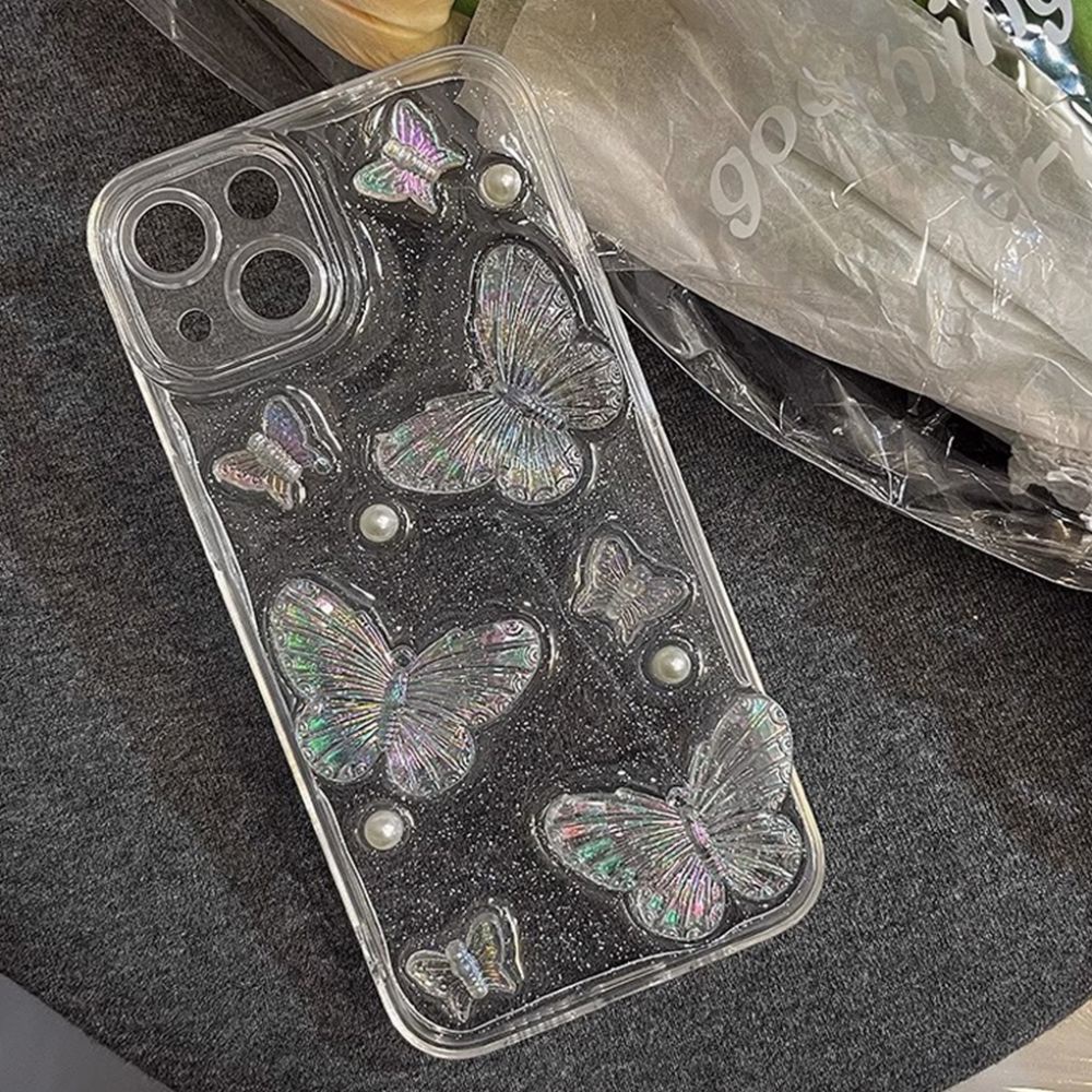 Ốp Điện Thoại TPU Mềm Chống Trượt Chống Sốc In Hình Bướm Cho IPhone 11 14 13 12 Pro Max XR XS Max 7 8 Plus