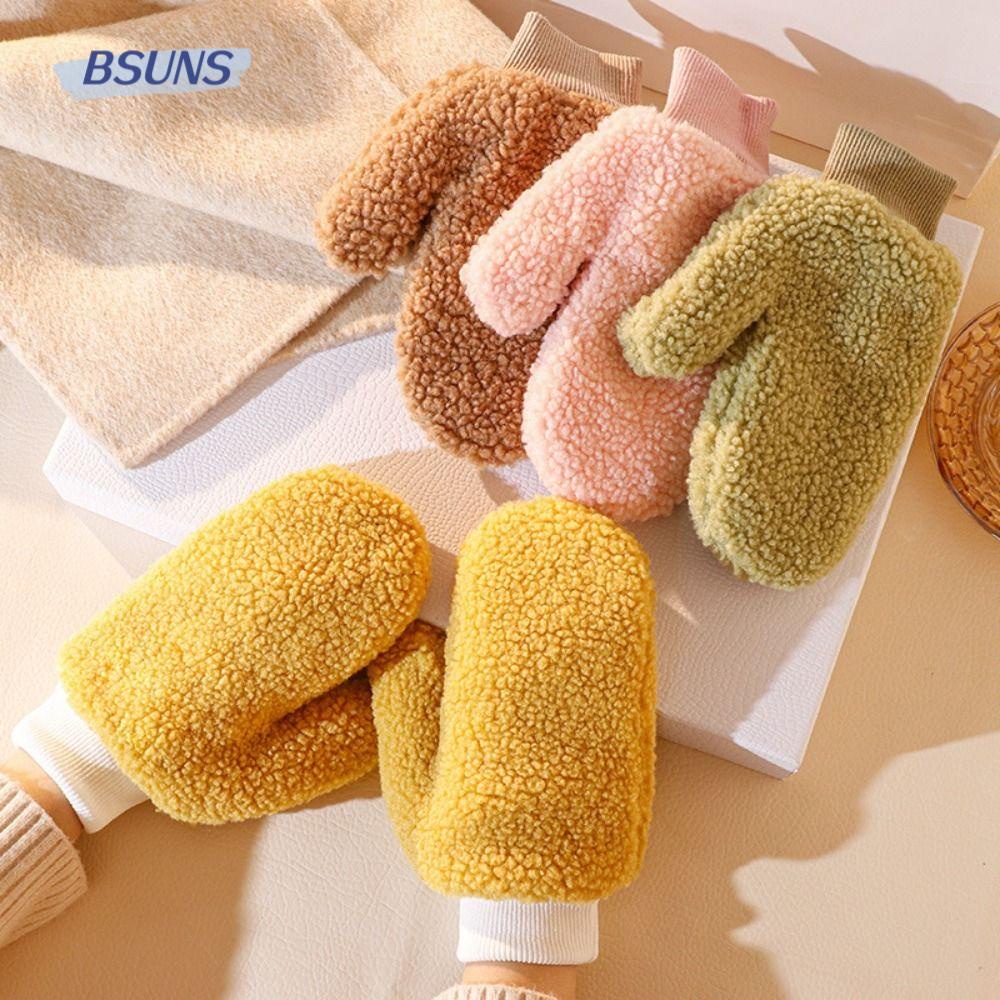 Bsuns Găng Tay Nhung Đeo Cổ Họa Tiết Hoạt Hình Dễ Thương