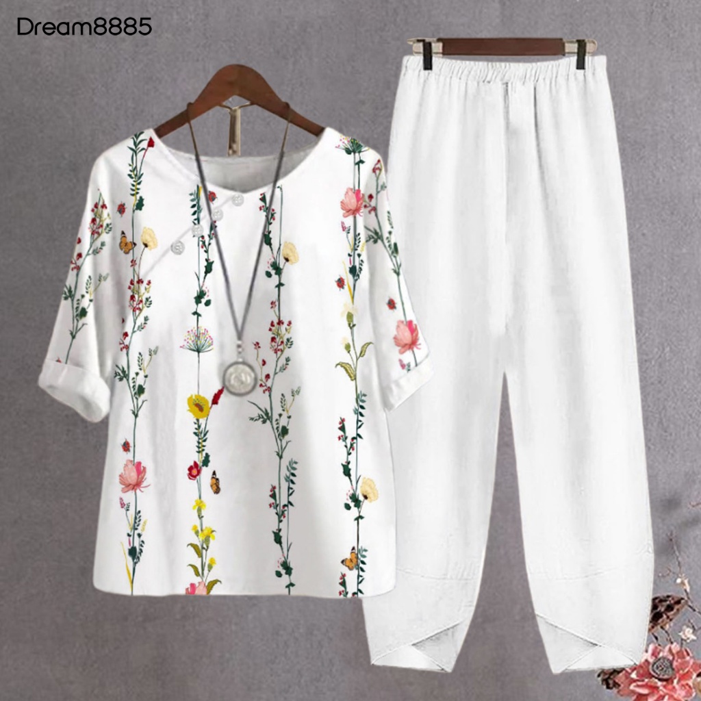 [Hàng Có Sẵn] Set 2 Món Áo Thun + Quần Dài Lưng Thun Mabrem85