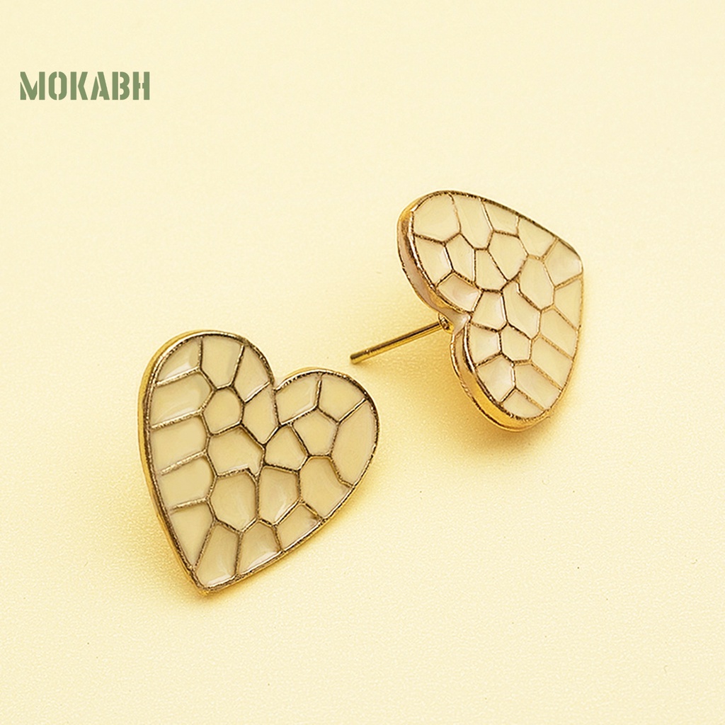 1 Đôi Bông Tai Hình Trái Tim Tráng Men Dành Cho Nữ