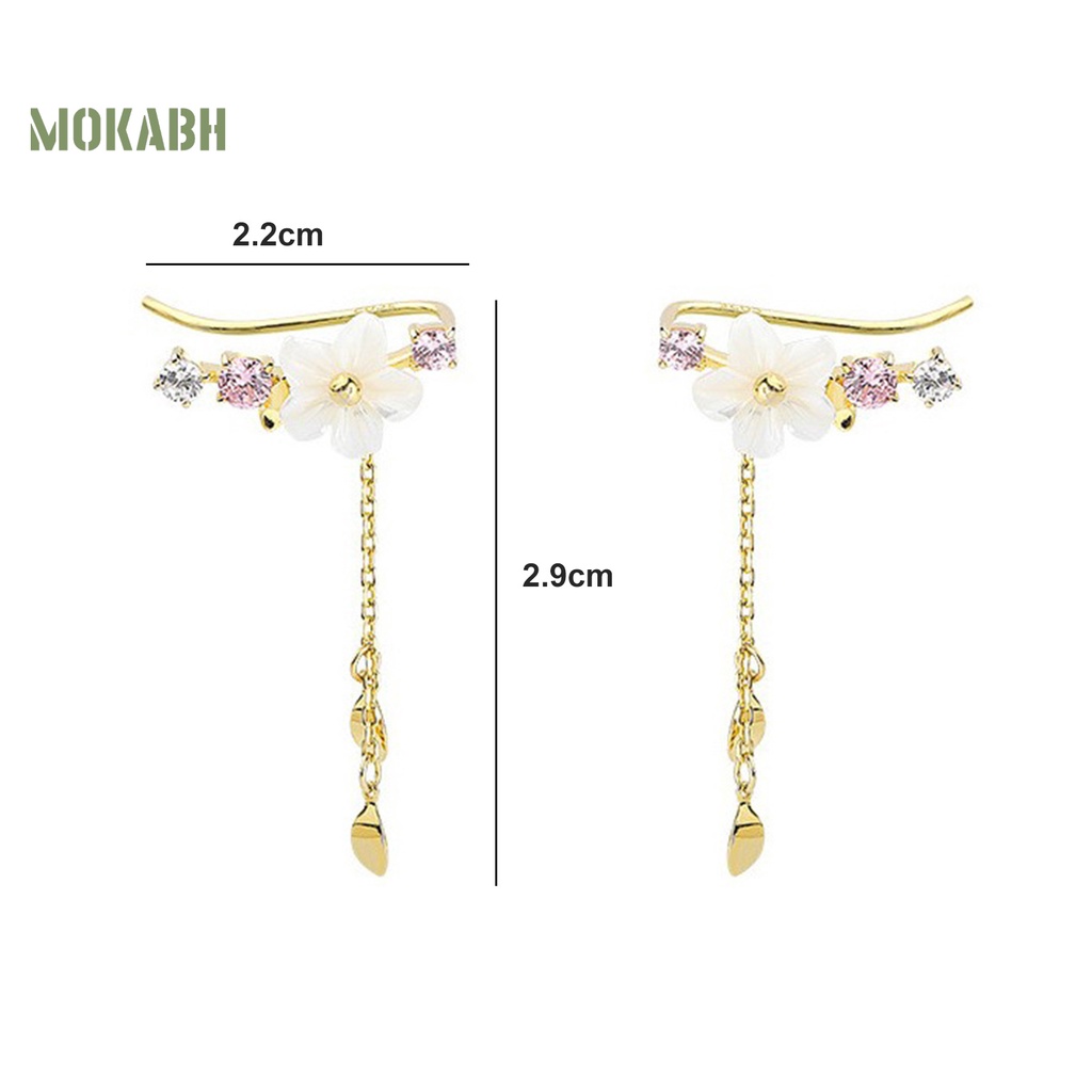 1 Đôi Bông Tai Hình Hoa Và Vỏ Sò Đính Đá Thời Trang