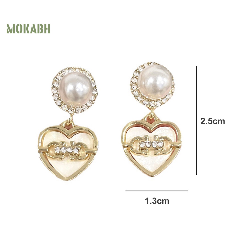 1 Đôi Bông Tai Hình Trái Tim Đính Đá Sang Trọng Dành Cho Nữ