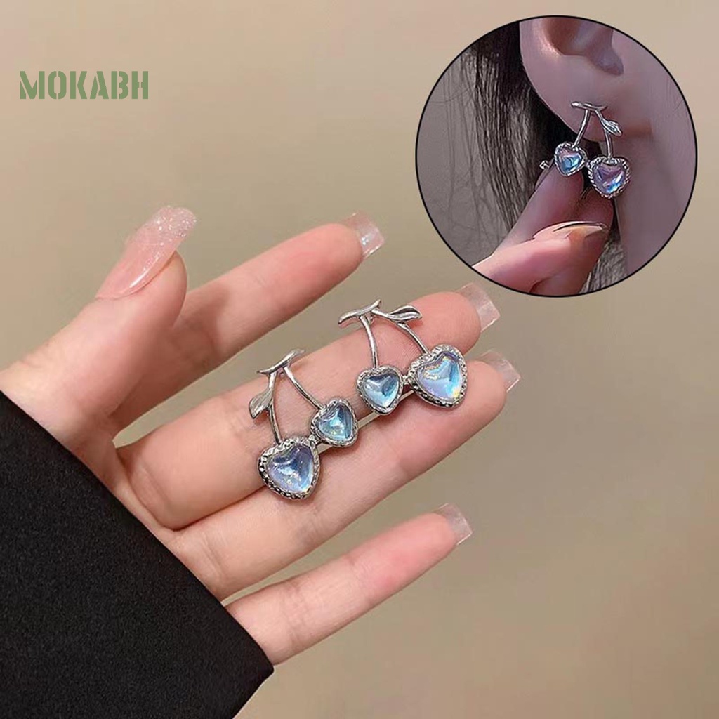 Đôi Bông Tai Hình Quả Cherry Đính Đá Thời Trang Cho Nữ