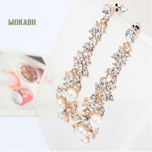 Bông Tai Đính Đá Ngọc Trai Giả Thời Trang Thanh Lịch Dành Cho Nữ