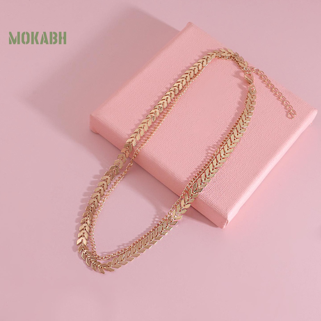 Vòng Cổ Choker Hai Lớp Hình Xương Cá Thời Trang Dành Cho Nữ