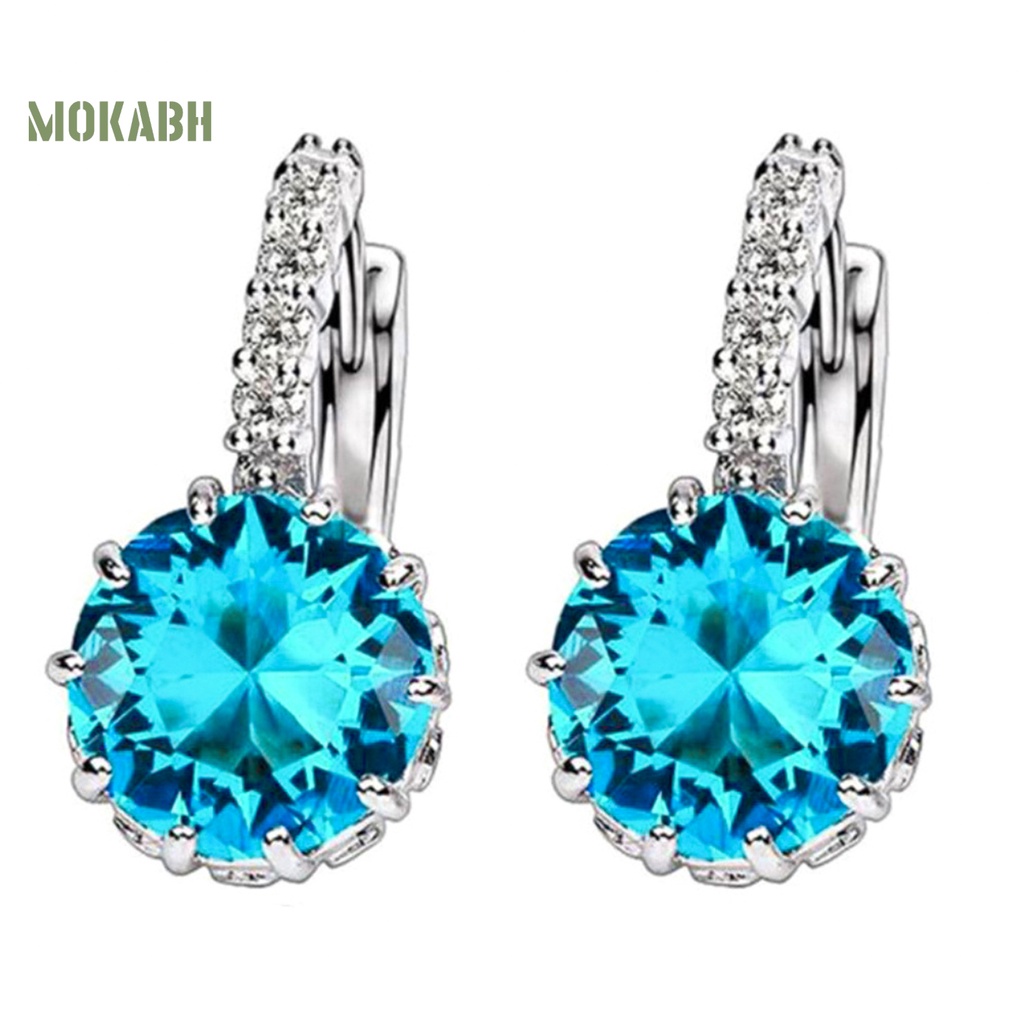 Bông Tai Tròn Đính Đá Zircon Thời Trang Cho Nữ
