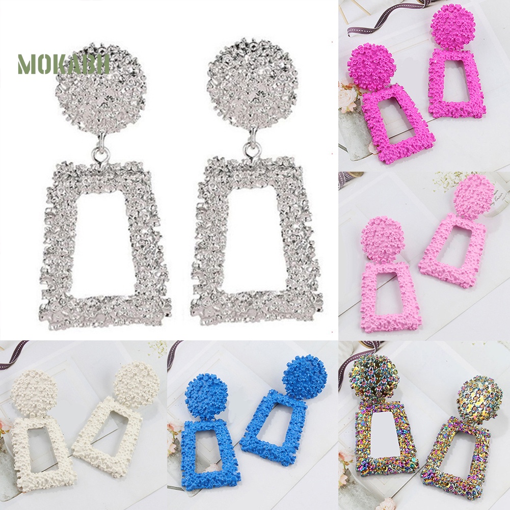 Bông Tai Hình Thang Dáng Dài Thiết Kế Đục Lỗ Thời Trang Sang Trọng Cho Nữ