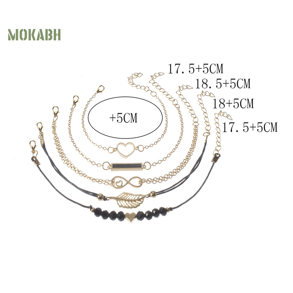 Set 5 Vòng Tay Nhiều Lớp Thời Trang Boho Cho Nữ