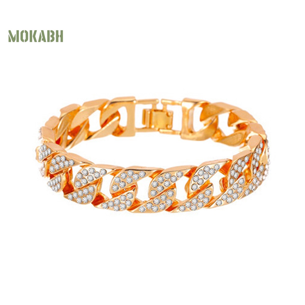 [Mới] Vòng Đeo Tay Hình Học Đính Đá Mạ Điện Không Dễ Gỉ Dày Trang Trí Đường Phố Cá Tính Dành Cho Nữ