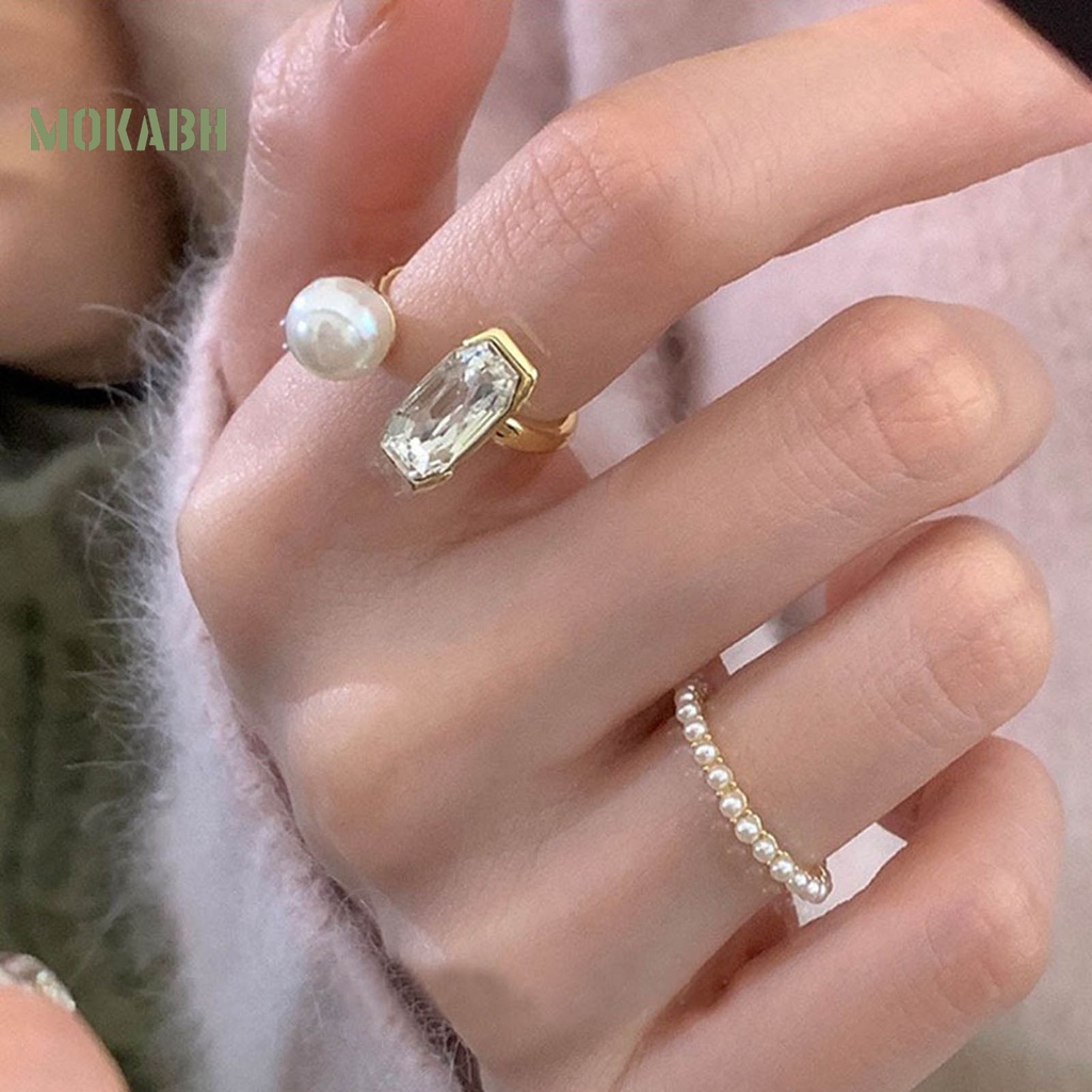 [Mới] Nhẫn Hở Đính Đá Zircon Ngọc Trai Nhân Tạo Không Phai Màu Điều Chỉnh Được Không Gây Dị Ứng Trang Trí Hợp Thời Trang