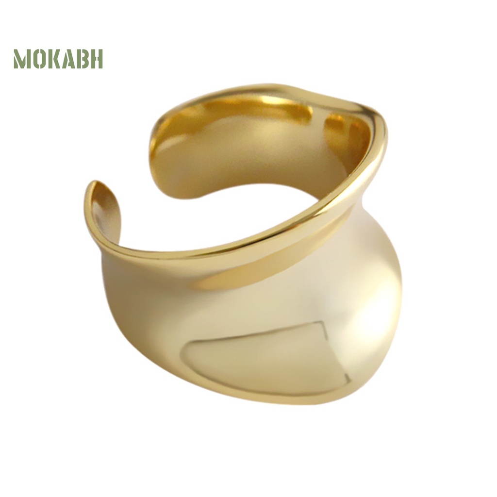 Nhẫn Hở Mặt Lõm Lấp Lánh Phong Cách Punk Hip Hop Thời Trang Cho Nữ