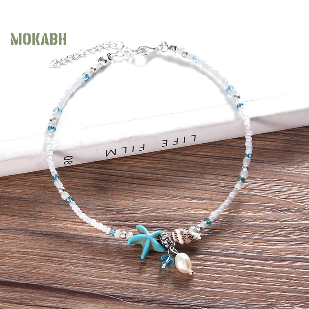 Lắc Chân Chuỗi Hạt Hình Sao Biển Phong Cách Boho Thời Trang Cho Nữ