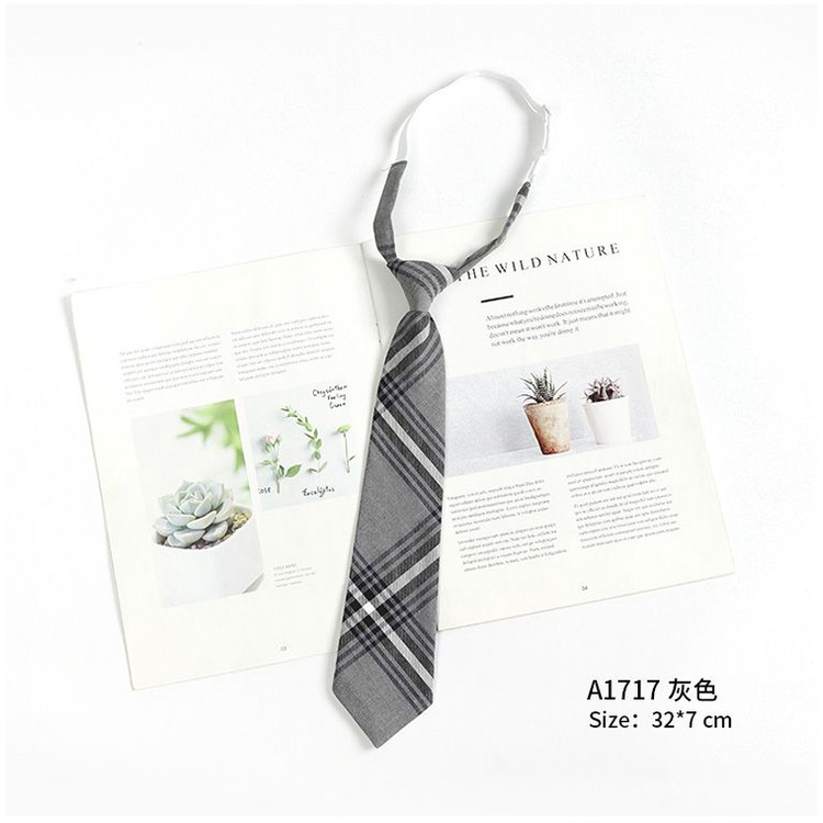 Cà Vạt Đồng Phục Bachelor Kẻ Sọc Caro Xám Phong Cách Retro Nhật Bản Cho Nam Nữ