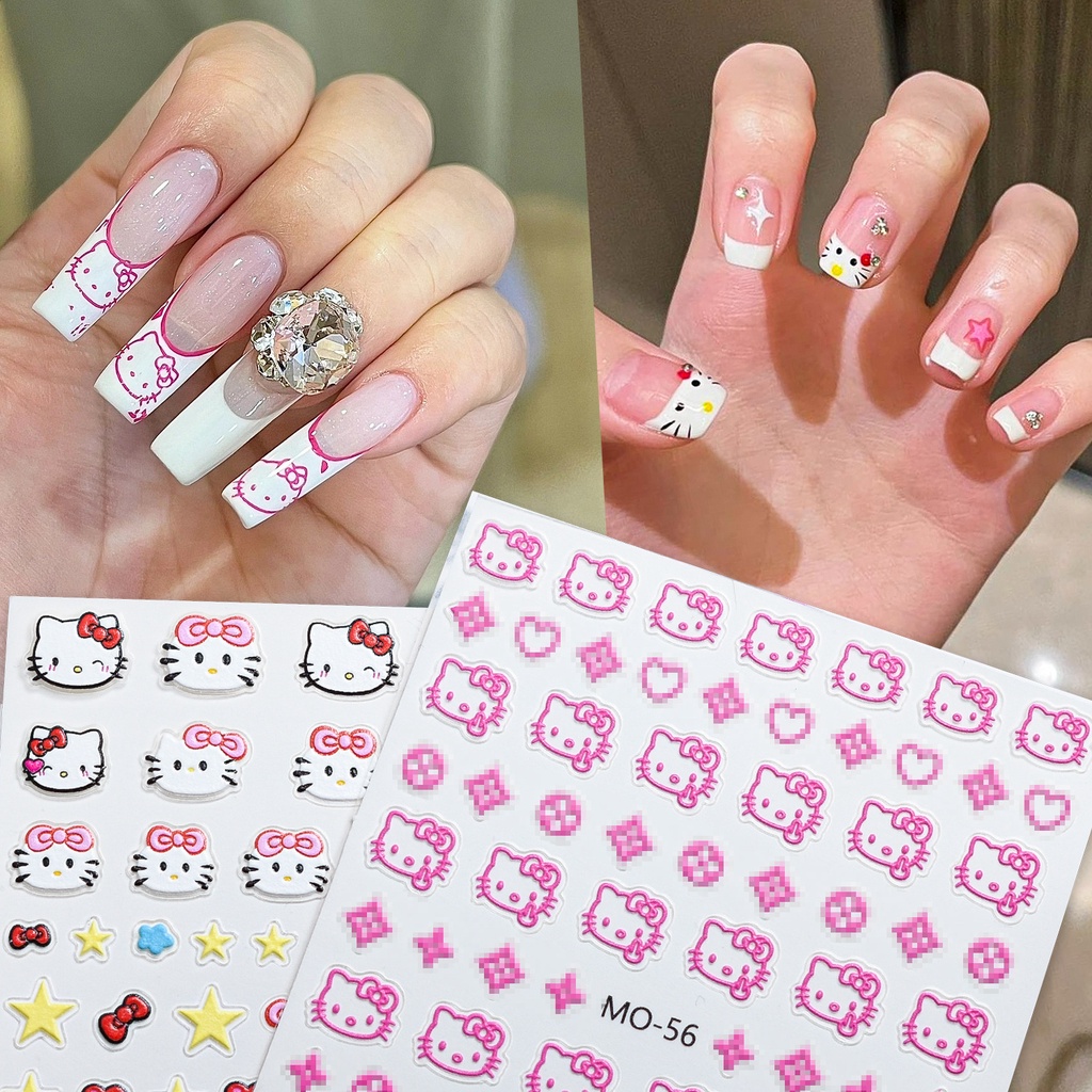 Miếng Dán Trang Trí Móng Tay Họa Tiết Hoạt Hình 5D Xinh Xắn