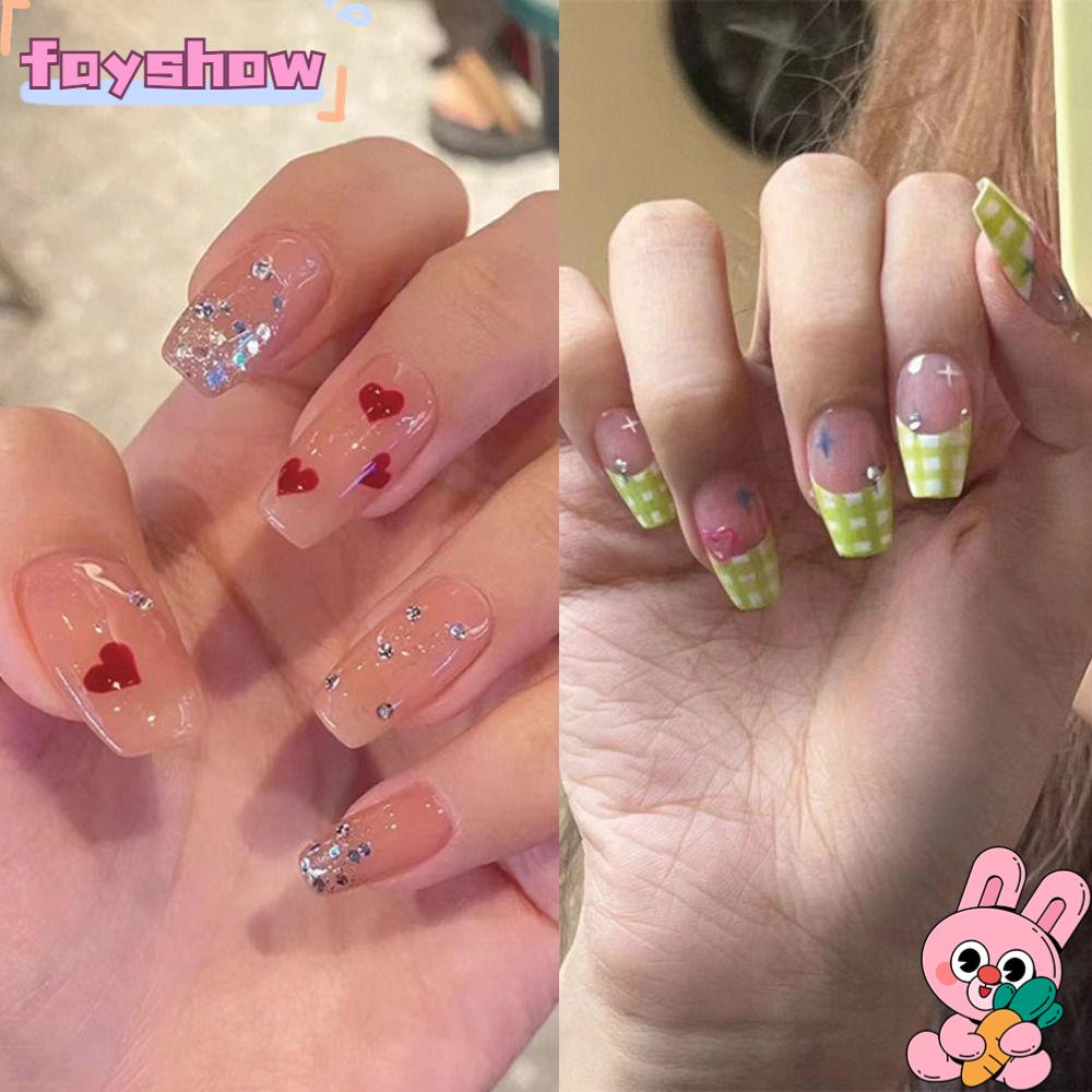 Bộ 24 Móng Tay Giả Hình Trái Tim Xinh Xắn|Phụ Kiện Chuyên Dụng Dành Cho Múa Ba Lê