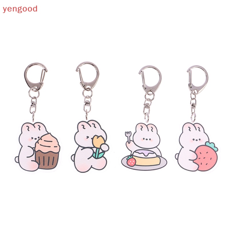 Móc Khóa Hình Thỏ Trắng Bằng Acrylic Dễ Thương